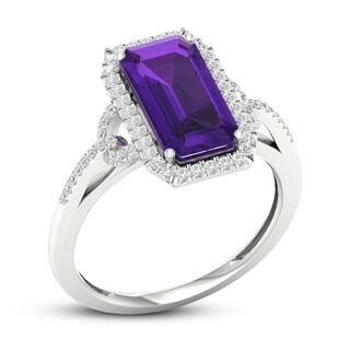 Amethyst & Diamond Ring 1/5 ct tw 10K White Gold | Kay