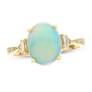 Opal & Diamond Ring 1/4 ct tw 10K Yellow Gold | Kay