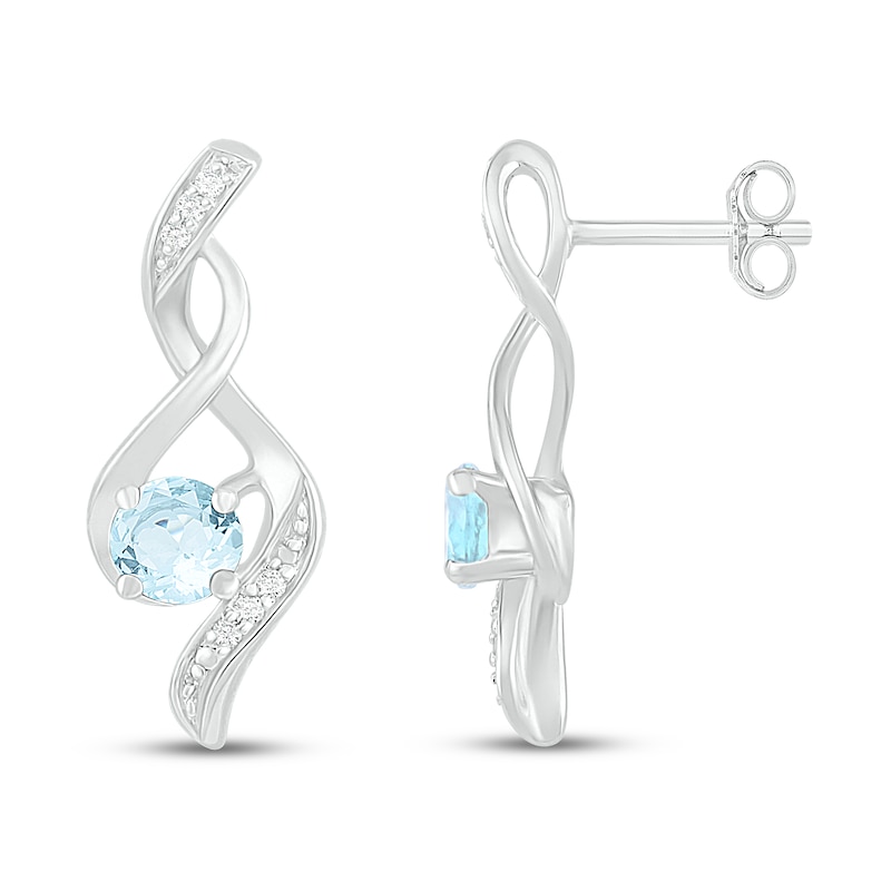 Main Image 2 of Aquamarine & Diamond Earrings 1/20 ct tw 10K White Gold