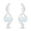 Thumbnail Image 3 of Lab-Created Opal & Diamond Earrings 1/20 ct tw 10K White Gold