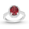 Thumbnail Image 1 of Garnet & White Lab-Created Sapphire Ring Sterling Silver