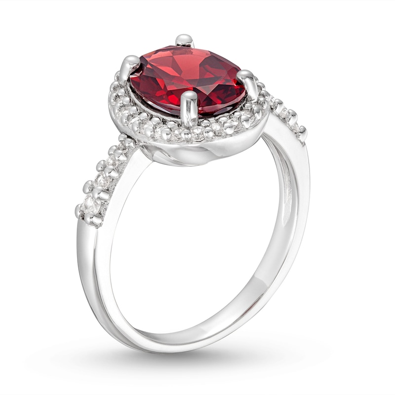 Main Image 2 of Garnet & White Lab-Created Sapphire Ring Sterling Silver