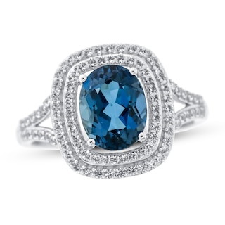 London Blue Topaz & White Lab-Created Sapphire Ring Sterling Silver | Kay