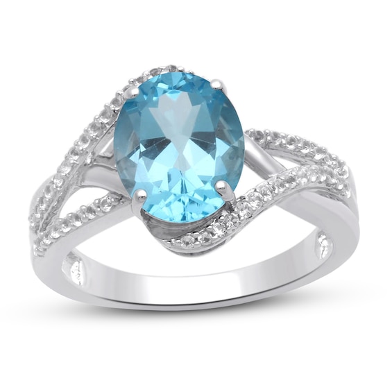 Swiss Blue Topaz & White Lab-Created Sapphire Ring Sterling Silver | Kay