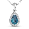 Thumbnail Image 0 of London Blue Topaz & White Lab-Created Sapphire Necklace Sterling Silver 18"