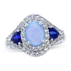 Thumbnail Image 1 of Blue Lab-Created Opal/ Blue & White Lab-Created Sapphire Ring Sterling Silver