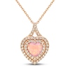 Thumbnail Image 0 of Pink Lab-Created Opal & White Lab-Created Sapphire Heart Necklace 10K Rose Gold 18"