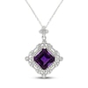 Thumbnail Image 1 of Amethyst & White Lab-Created Sapphire Necklace Sterling Silver 18&quot;