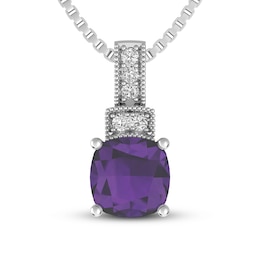 Amethyst & White Topaz Necklace Sterling Silver 18&quot;