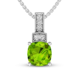 Peridot & White Topaz Necklace Sterling Silver 18&quot;