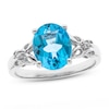 Thumbnail Image 1 of Swiss Blue Topaz & Diamond Ring Sterling Silver