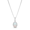 Thumbnail Image 1 of Opal & Diamond Necklace 1/6 ct tw Oval/Round-cut 10K White Gold 18&quot;