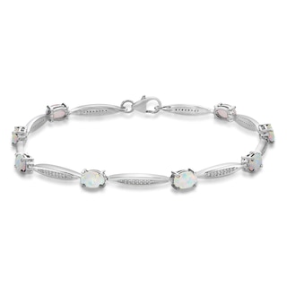 Sterling Silver Unicorn Bracelet with Mother of Pearl Inlay and Diamond Crystals 7.5