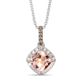 Le Vian Morganite Necklace 1/10 ct tw Diamonds 14K Vanilla Gold 18&quot;