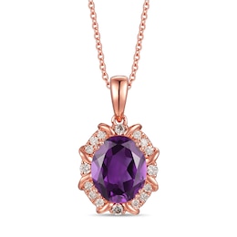 Le Vian Amethyst Necklace 1/8 ct tw Diamonds 14K Strawberry Gold 18&quot;