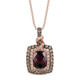 Le Vian Rhodolite Necklace 7/8 ct tw Diamonds 14K Strawberry Gold 18&quot;