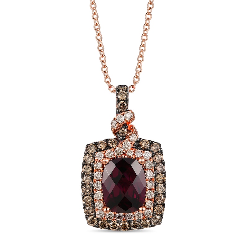 Main Image 1 of Le Vian Rhodolite Necklace 7/8 ct tw Diamonds 14K Strawberry Gold 18&quot;