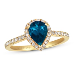 Le Vian Blue Topaz & Diamond Ring 1/3 ct tw 14K Honey Gold