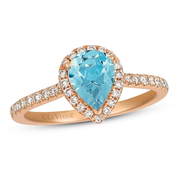 Le Vian Aquamarine Ring 1/3 ct tw Diamonds 14K Strawberry Gold