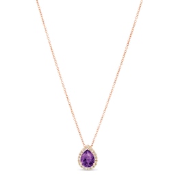 Le Vian Amethyst & Diamond Necklace 1/8 ct tw 14K Strawberry Gold 18&quot;