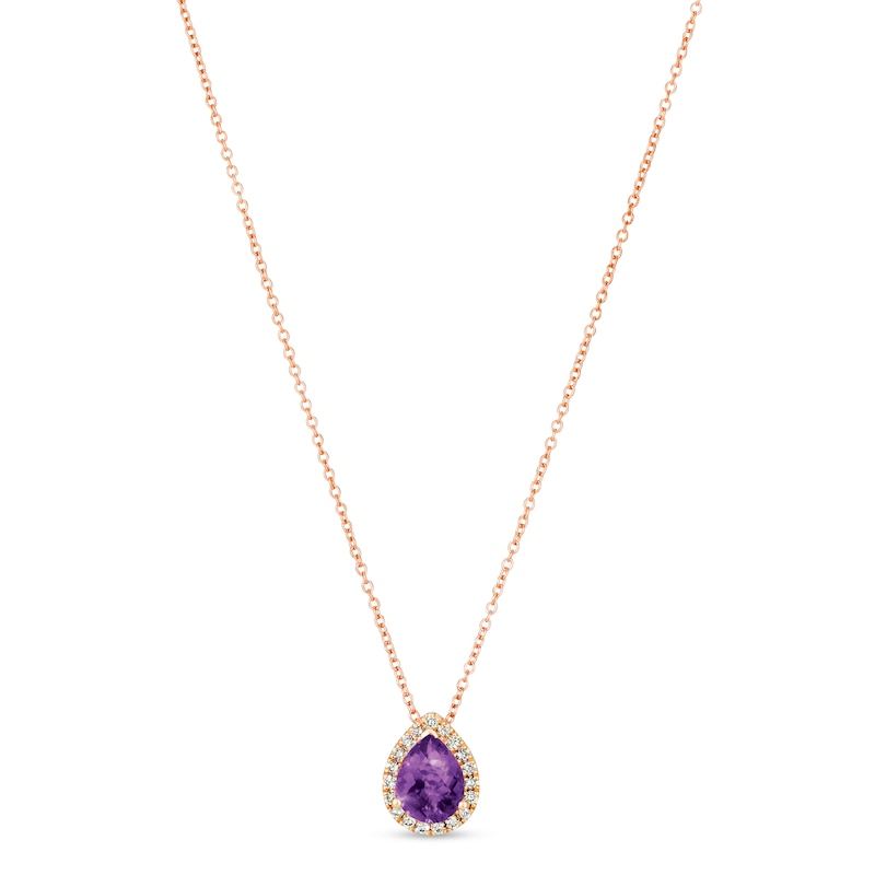 Main Image 1 of Le Vian Amethyst & Diamond Necklace 1/8 ct tw 14K Strawberry Gold 18&quot;