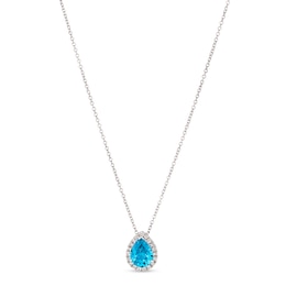 Le Vian Blue Topaz & Diamond Necklace 1/8 ct tw 14K Vanilla Gold 18&quot;