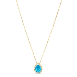 Le Vian Blue Topaz & Diamond Necklace 1/8 ct tw 14K Honey Gold 18&quot;