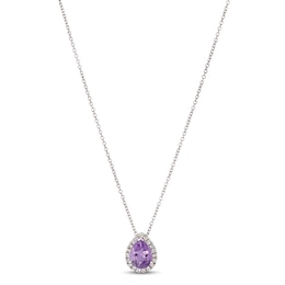 Le Vian Amethyst & Diamond Necklace 1/8 ct tw 14K Vanilla Gold 18&quot;