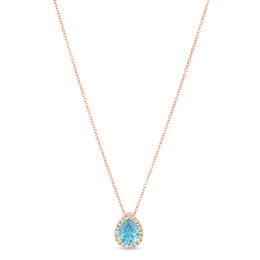 Le Vian Aquamarine & Diamond Necklace 1/8 ct tw 14K Strawberry Gold 18&quot;