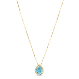 Le Vian Aquamarine & Diamond Necklace 1/8 ct tw 14K Honey Gold 18&quot;