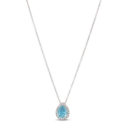 Le Vian Aquamarine & Diamond Necklace 1/8 ct tw 14K Vanilla Gold 18&quot;
