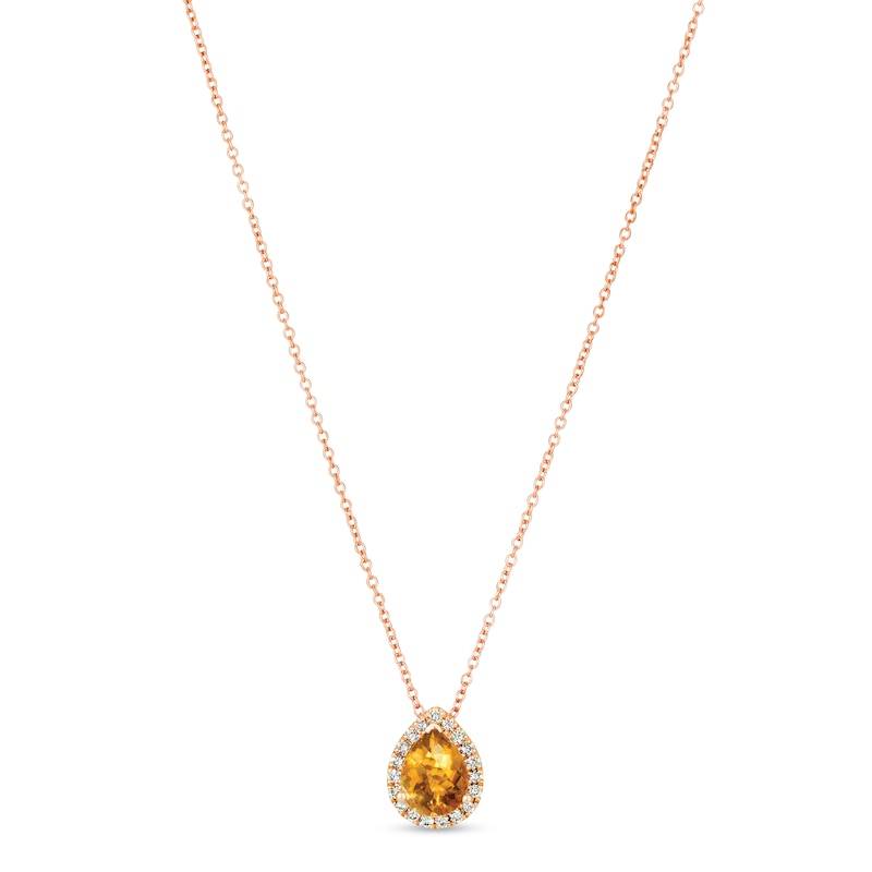 Le Vian Citrine & Diamond Necklace 1/8 ct tw 14K Strawberry Gold 18"