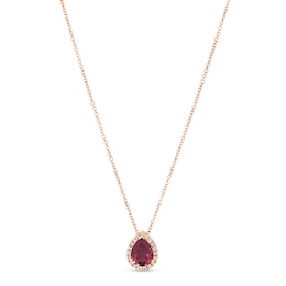 Le Vian Rhodolite & Diamond Necklace 1/8 ct tw 14K Strawberry Gold 18&quot;