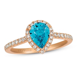 Le Vian Sky Blue Topaz & Diamond Ring 1/3 ct tw 14K Strawberry Gold