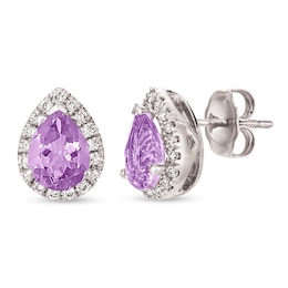 Le Vian Amethyst & Diamond Earrings 1/4 ct tw 14K Vanilla Gold