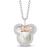 Thumbnail Image 0 of Disney Treasures Minnie Mouse Mother of Pearl & Diamond Necklace 1/10 ct tw Sterling Silver & 10K Rose Gold 19