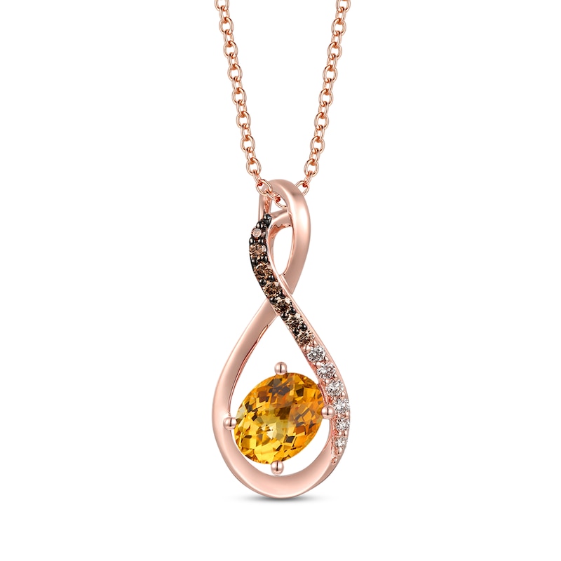 Le Vian Citrine Necklace 1/6 ct tw Diamonds 14K Strawberry Gold 18"