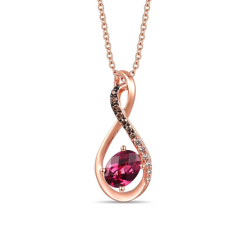 Main Image 1 of Le Vian Diamond & Rhodolite Necklace 1/6 ct tw 14K Strawberry Gold 18&quot;