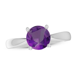 Amethyst Solitaire Ring Sterling Silver