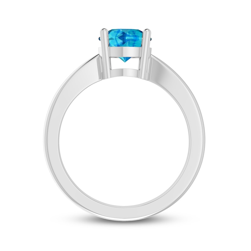 Swiss Blue Topaz Solitaire Ring Sterling Silver