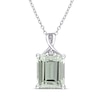 Thumbnail Image 1 of Green Quartz & White Topaz Necklace Octagon/Round-Cut Sterling Silver 18&quot;