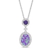 Thumbnail Image 0 of Lavender Lab-Created Opal/Amethyst/White Lab-Created Sapphire Necklace Sterling Silver 18"