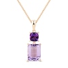 Thumbnail Image 0 of Amethyst Necklace Emerald/Cushion-Cut 10K Rose Gold 18"
