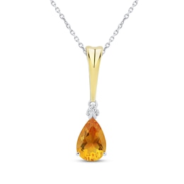 Citrine & Diamond Necklace Sterling Silver/10K Yellow Gold 18&quot;
