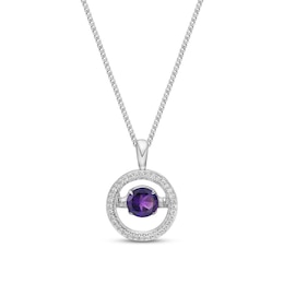 Unstoppable Love Amethyst Necklace 1/10 ct tw Diamonds Sterling Silver 19&quot;