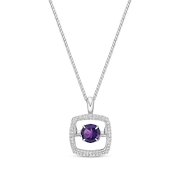 Unstoppable Love Amethyst Necklace 1/10 ct tw Diamonds Sterling Silver 19&quot;