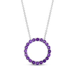 Amethyst Circle Necklace Sterling Silver 18&quot;