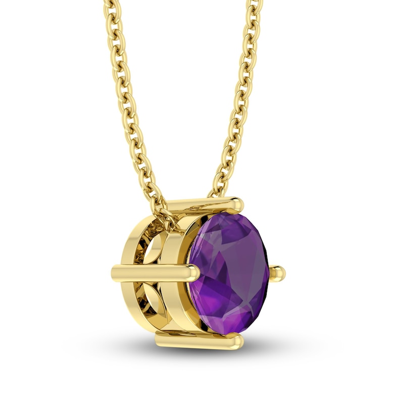 Main Image 2 of Amethyst Solitaire Necklace 10K Yellow Gold 18&quot;