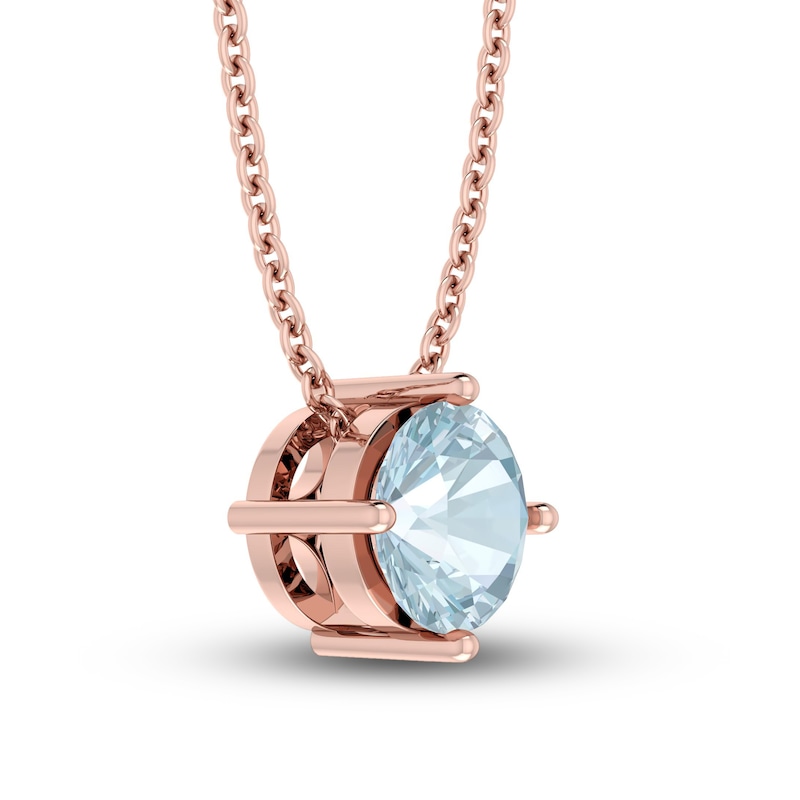 Main Image 2 of Aquamarine Solitaire Necklace 10K Rose Gold 18&quot;