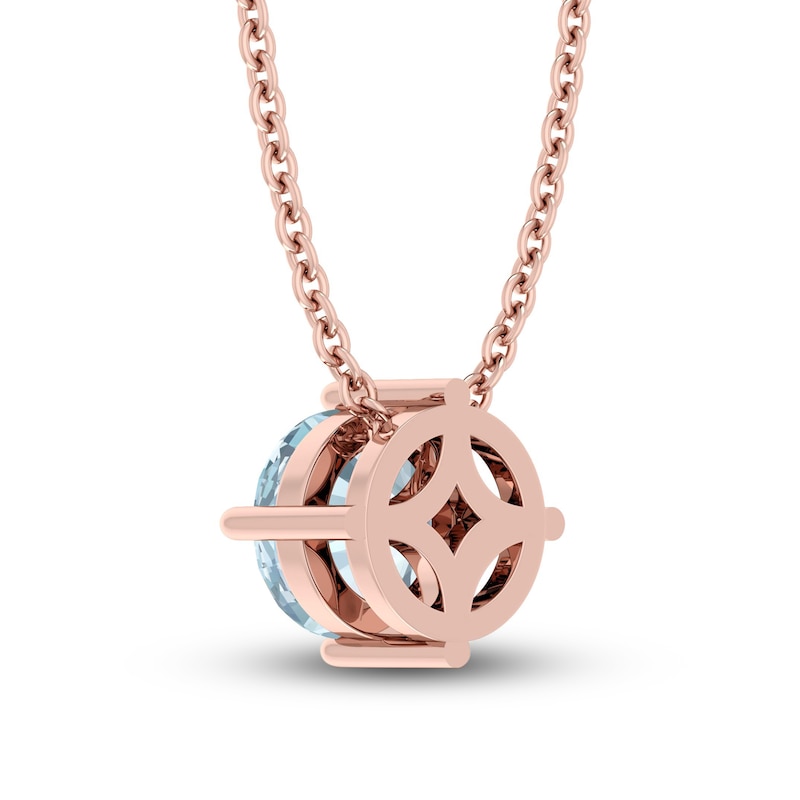 Main Image 3 of Aquamarine Solitaire Necklace 10K Rose Gold 18&quot;